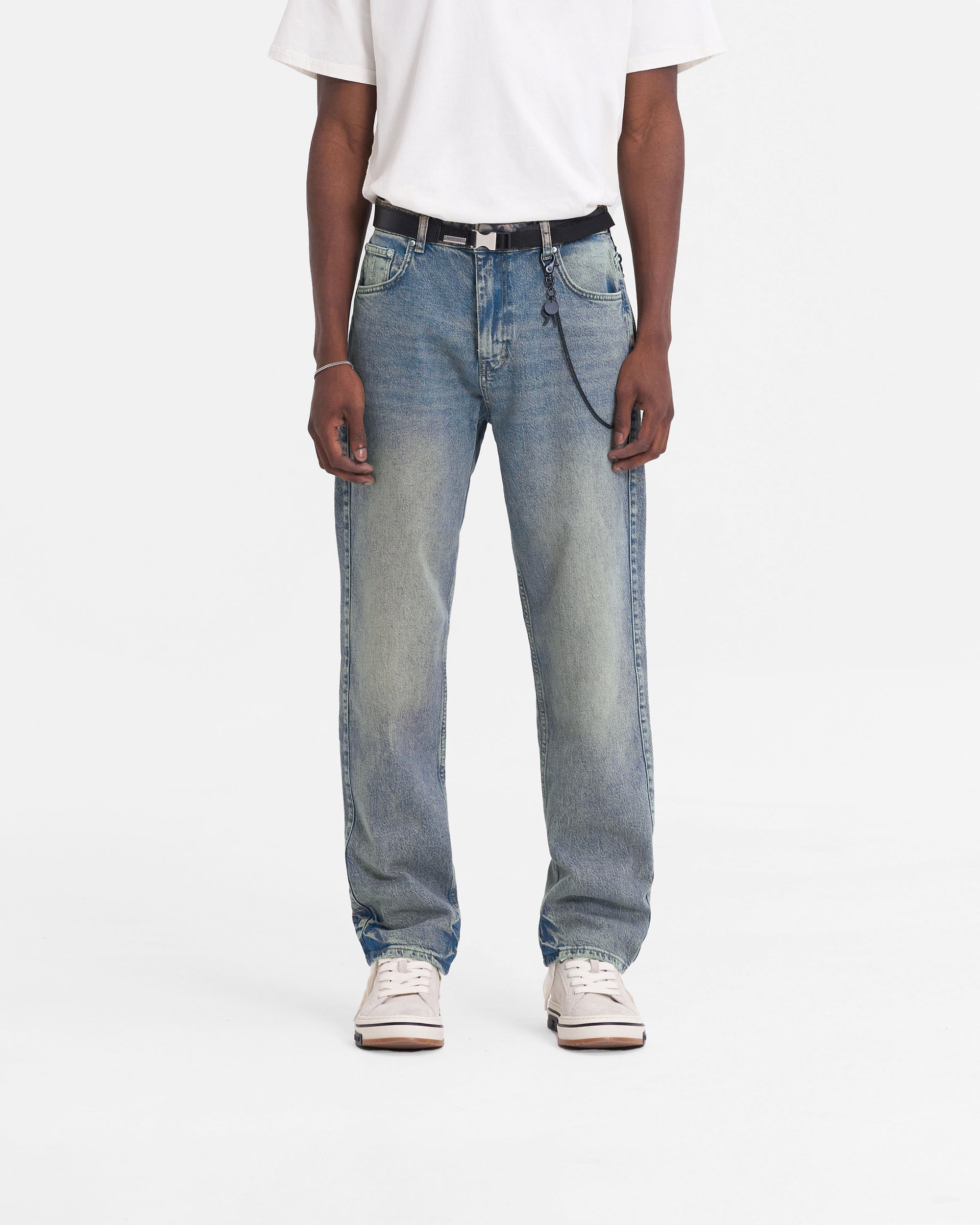 R2 Straight Leg Denim | Blue Cream Denim FW23 | Represent Clo