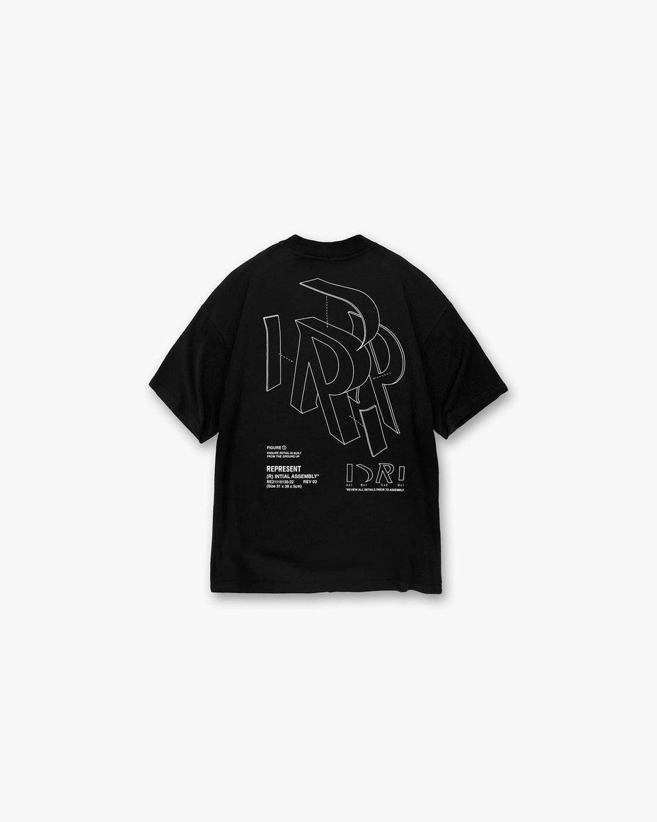 Initial Assembly Outline T-Shirt | Black | REPRESENT CLO