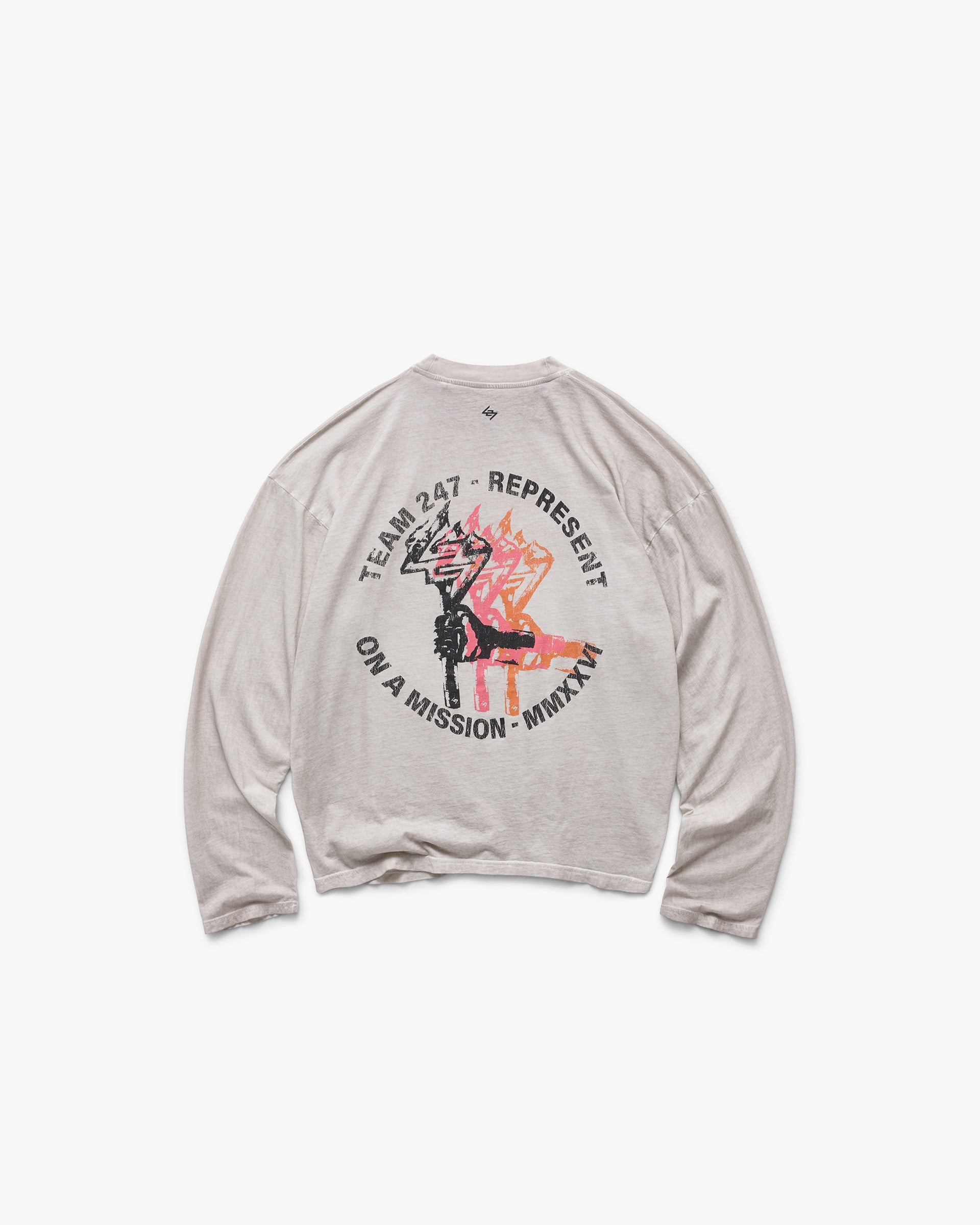 247 Torch Boxy Long Sleeve T-Shirt - Bleach Wash