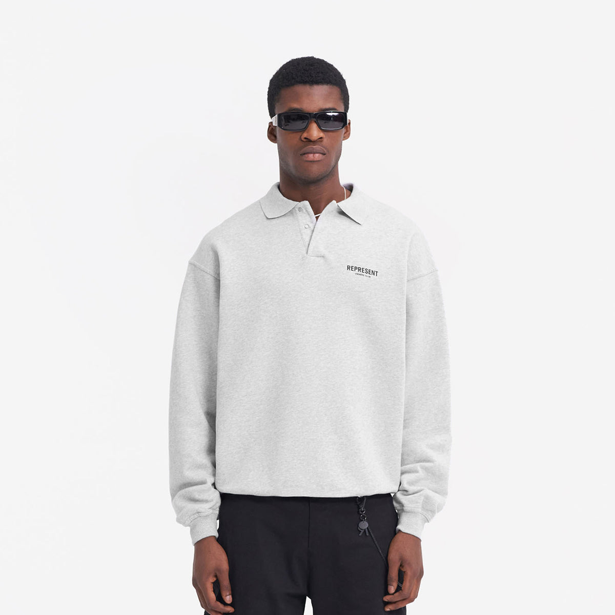 Owners' Club Long Sleeve Polo Sweater | Ash Grey | REPRESENT CLO