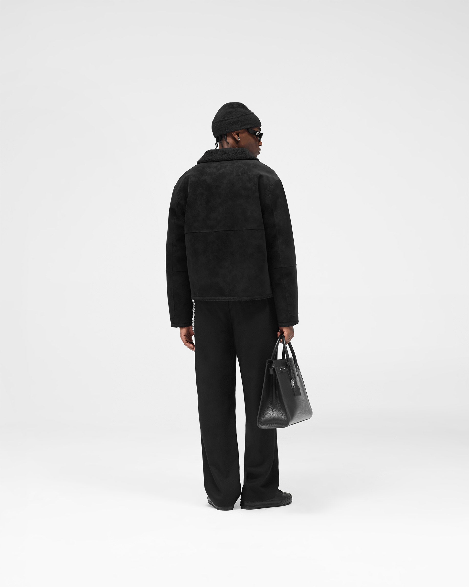 Faux Shearling Jacket - Jet Black