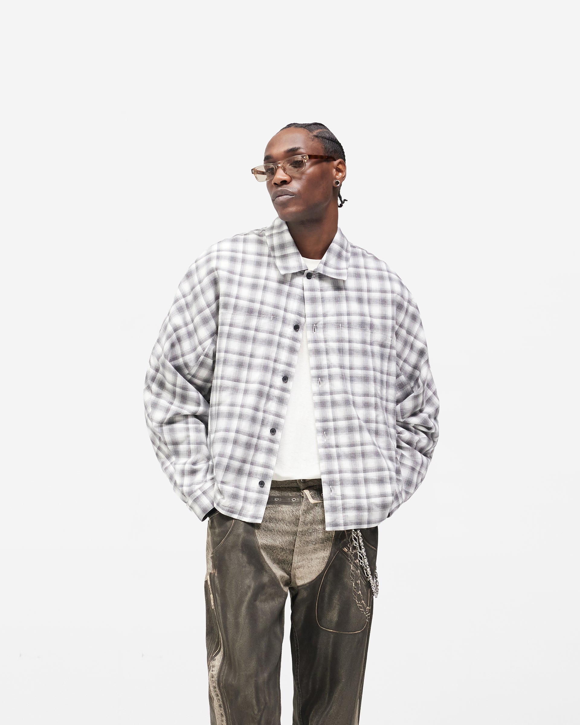 Arch Flannel Shirt - Flat White Jet Black