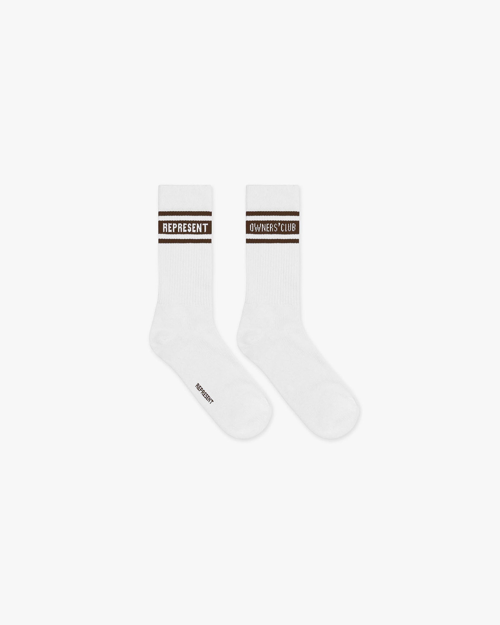 Represent Owners Club Socks | Flat White/Brown Accessories Owners Club | Represent Clo