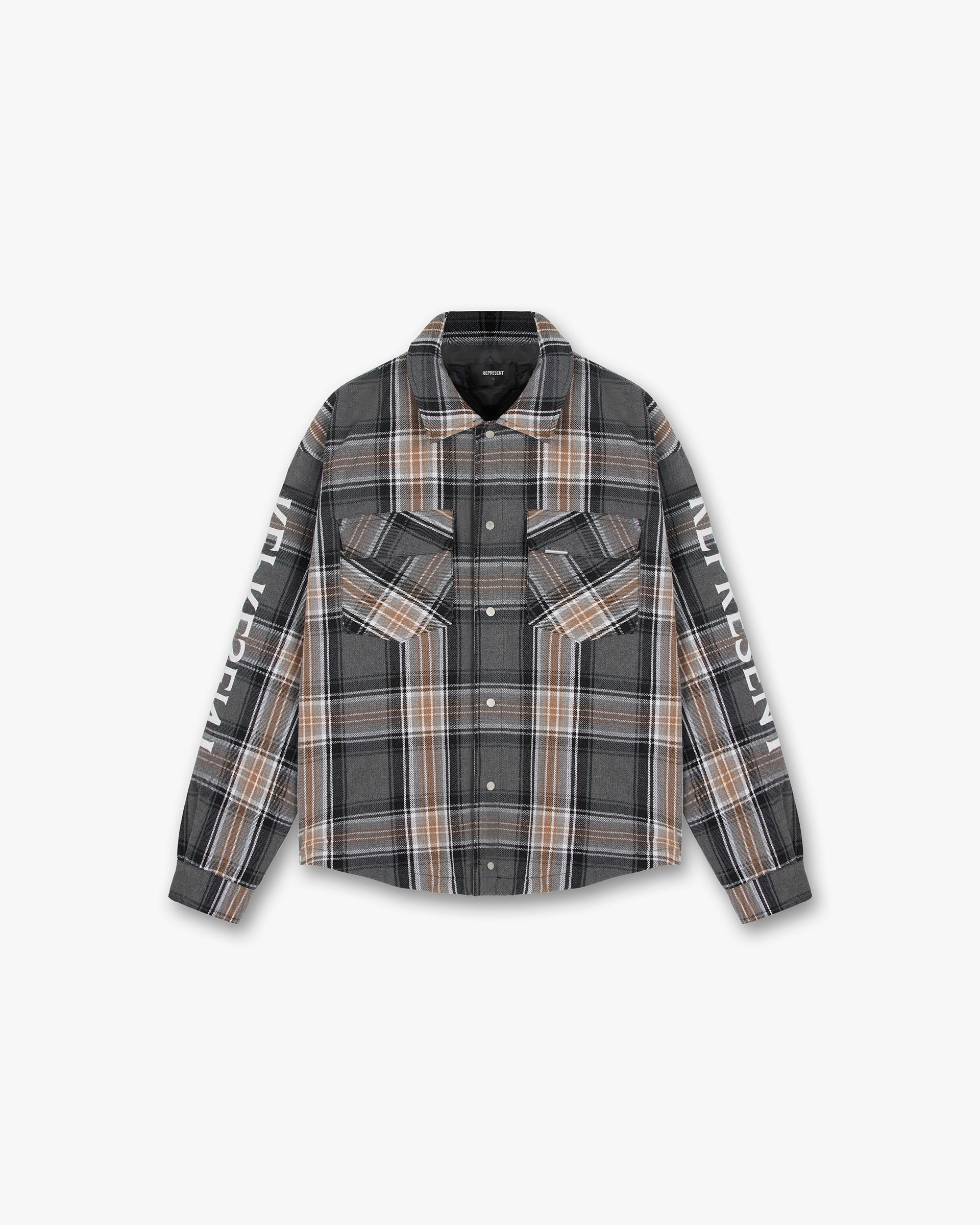 Quilted Flannel Overshirt - Grey Check
