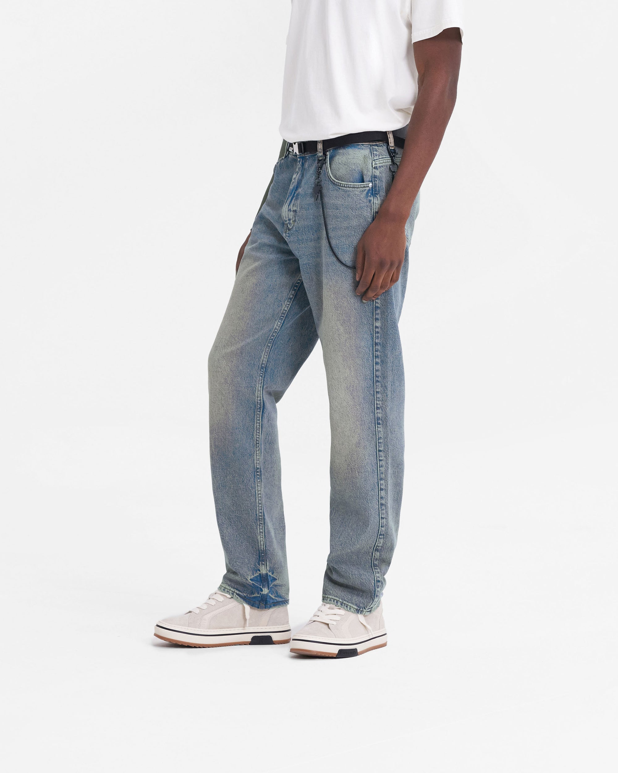 R2 Straight Leg Denim | Blue Cream Denim FW23 | Represent Clo