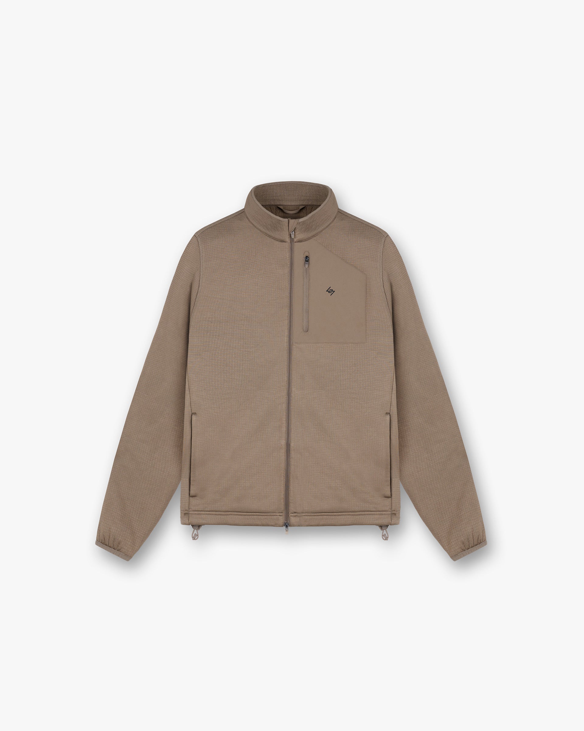 Front product image of a mens brown fleece on a plain white background | 247 Full Zip Fleece in Umber | Full zip fleece with soft texture | 247 Outerwear | Represent Clo