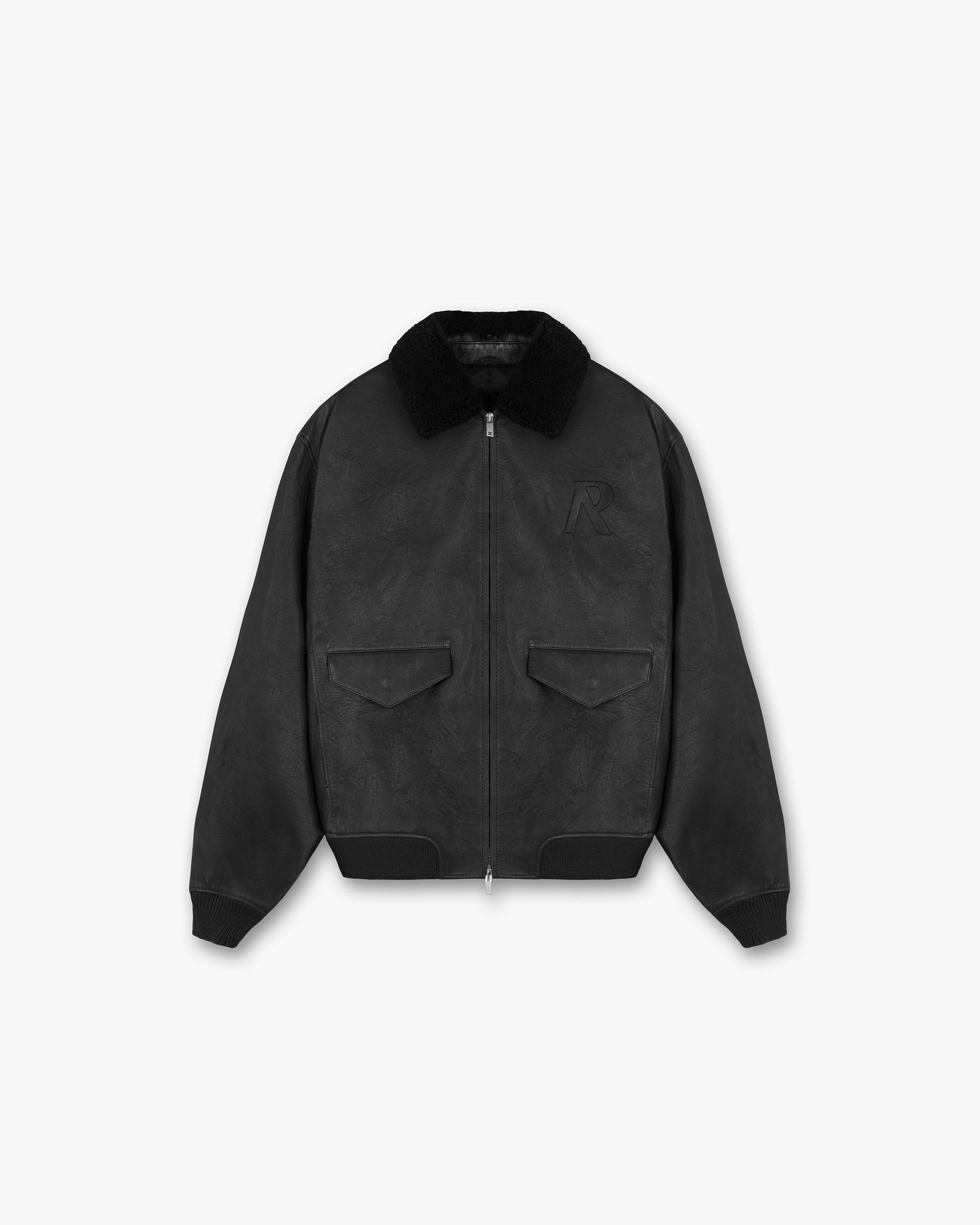 Leather Flight Jacket | Black Outerwear FW22 | Represent Clo