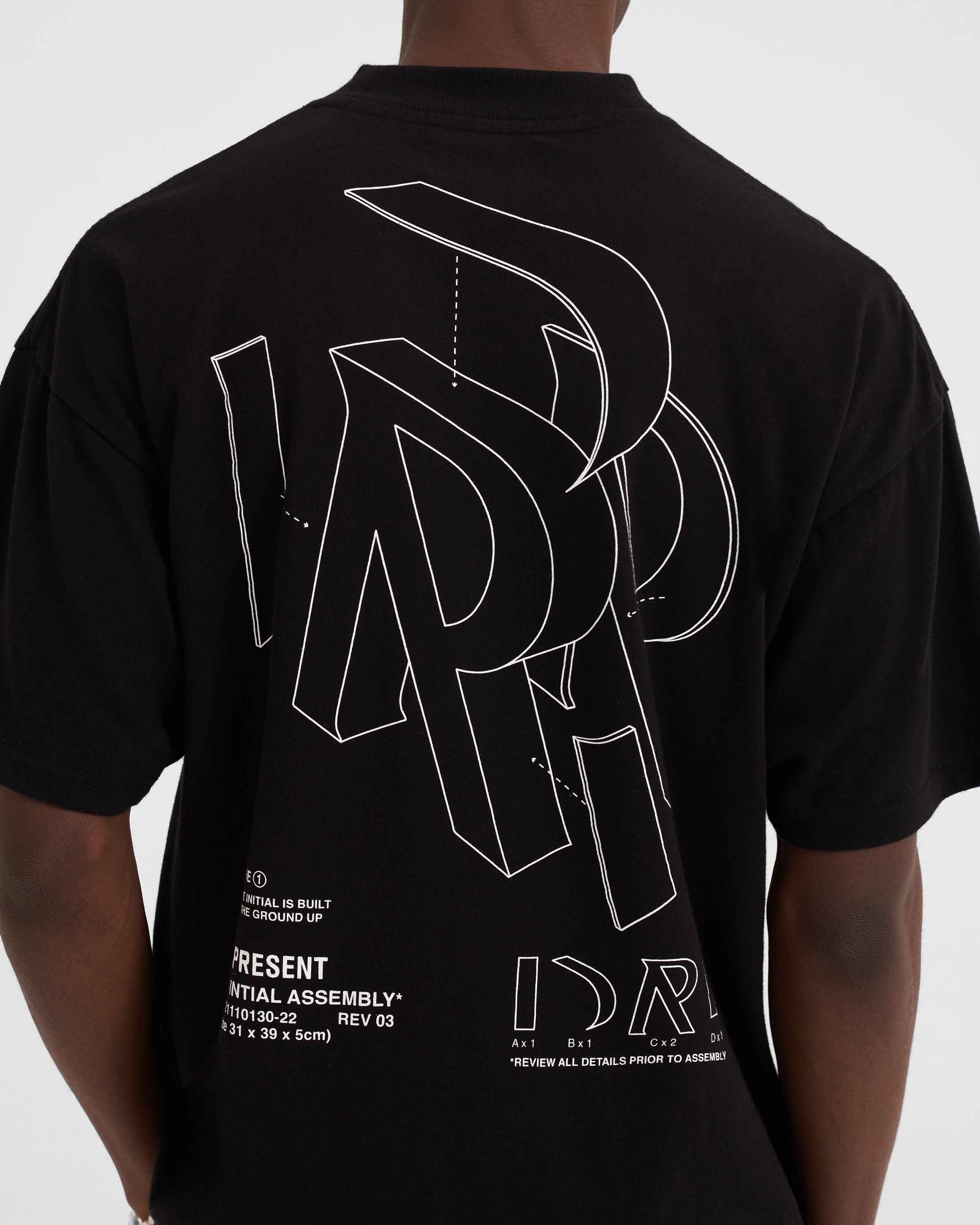 Initial Assembly Outline T-Shirt | Black | REPRESENT CLO